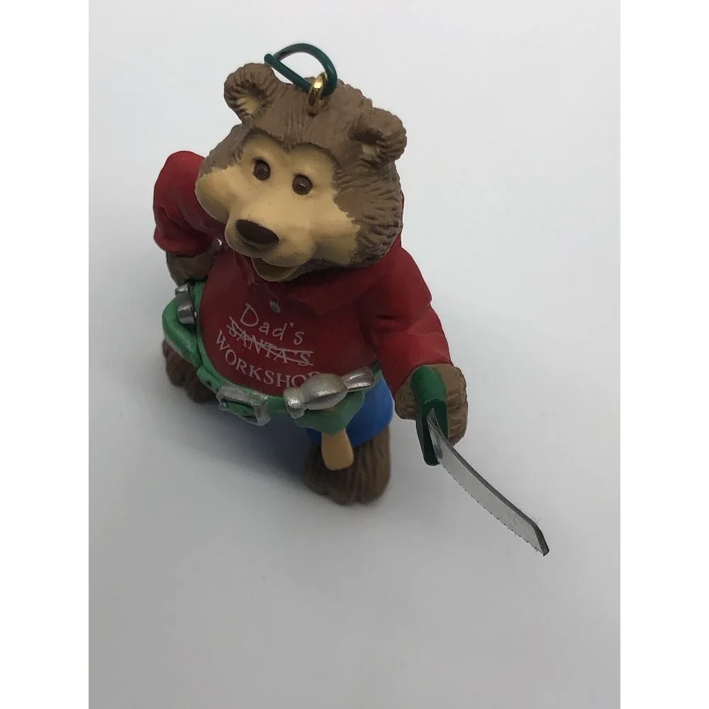 Vtg Hallmark 1993 Keepsake Dad Bear Dad's Santa Workshop‎ Christmas Ornament
